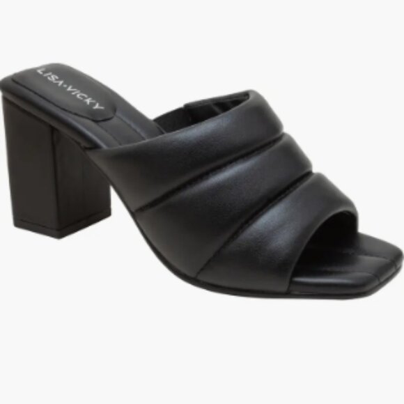 🔥 Lisa Vicky VERY-V Black Block Heel Sandals – Size 10 – Bold, Sleek & NIB - Picture 7 of 8